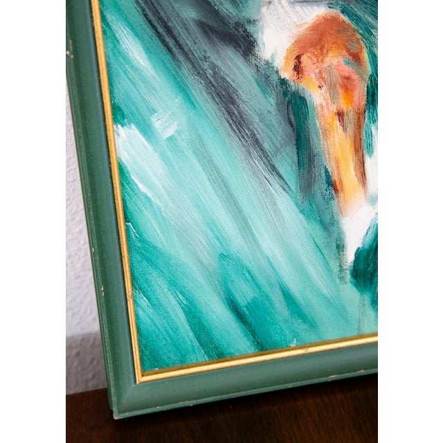 Mid Century Modern Abstract Figure Painting Original Art Tennis 1964 Signed MCM For Sale - Image 11 of 12