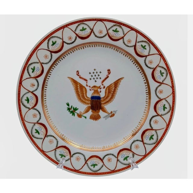 Antique Chinese Export Porcelain Dinner Plates, American Eagle Great Seal, Set of 6, Circa 1900 For Sale - Image 10 of 17