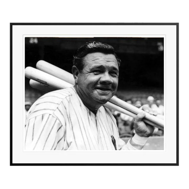 Babe Ruth With Baseball Bats Black Framed Archival Pigment Print - 37 X 47” For Sale