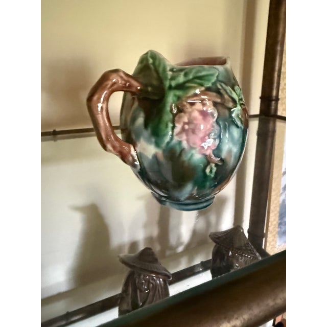 Vintage Italian Majolica Style Floral Art Pottery Pitcher – No. 216 For Sale - Image 4 of 8