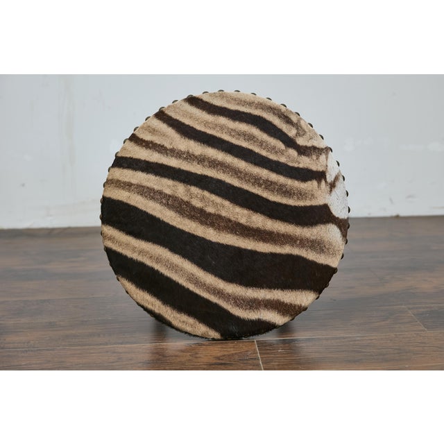 English 19th Century English Faux Bamboo Side Table with Zebra Hide Top and Casters For Sale - Image 3 of 12