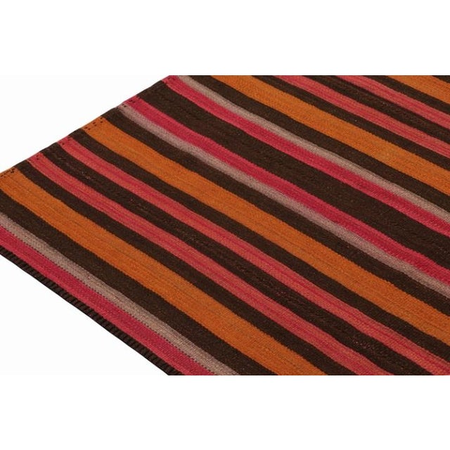Rug & Kilim 1950s Vintage Persian Kilim With Orange, Brown and Pink Stripes by Rug & Kilim - 2'8''x10' For Sale - Image 4 of 5