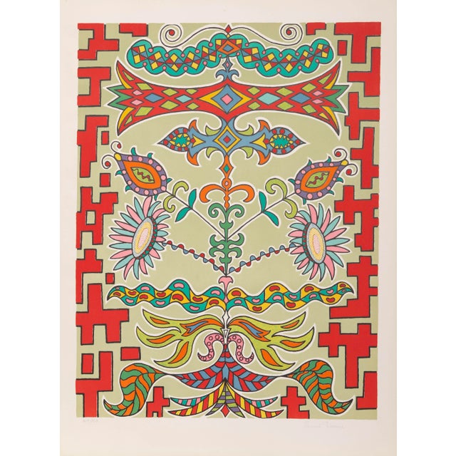 Édouard Dermit, "Flowers on a Pattern", Screenprint For Sale - Image 4 of 4