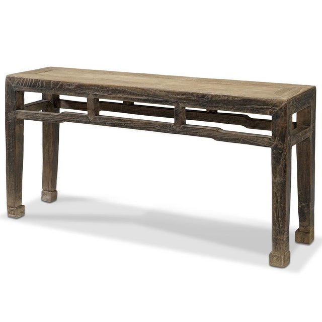 Chinese Elm Bench with Scroll Feet, 1890s For Sale - Image 6 of 6