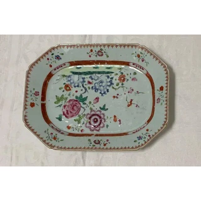 18th Century Chinese Qing Period Famille Rose Rectangular Cut-Corner Enameled Porcelain Platter For Sale - Image 11 of 11