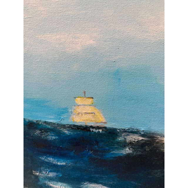 2018 Signed "Brennan" Folk Art Maritime Sailing Ship Painting in Ornate Frame For Sale In San Diego - Image 6 of 17