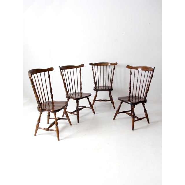 Wood Vintage Windsor Dining Chairs Set of 4 For Sale - Image 7 of 12