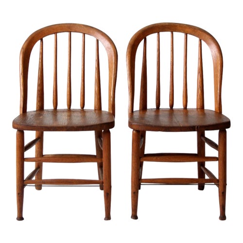 Antique Bow Back Spindle Chairs-a Pair