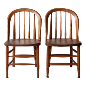Antique Bow Back Spindle Chairs-a Pair