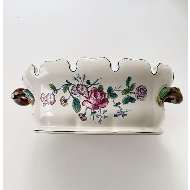 Figurative Tiffany and Co. Floral Hand-Painted Centerpiece Bowl or Jardiniere For Sale - Image 3 of 11