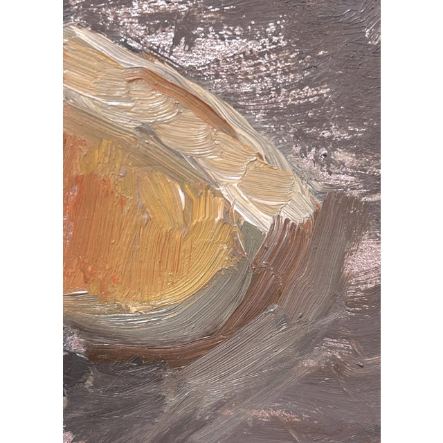 A New Day by Charles Valsechi | Oil on board Still life of a mug and a piece of fruit For Sale - Image 4 of 5