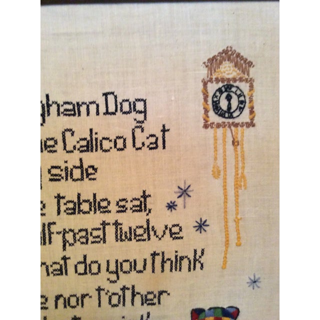 Wood Mid Century Nursery Rhyme Cross Stitch For Sale - Image 7 of 13