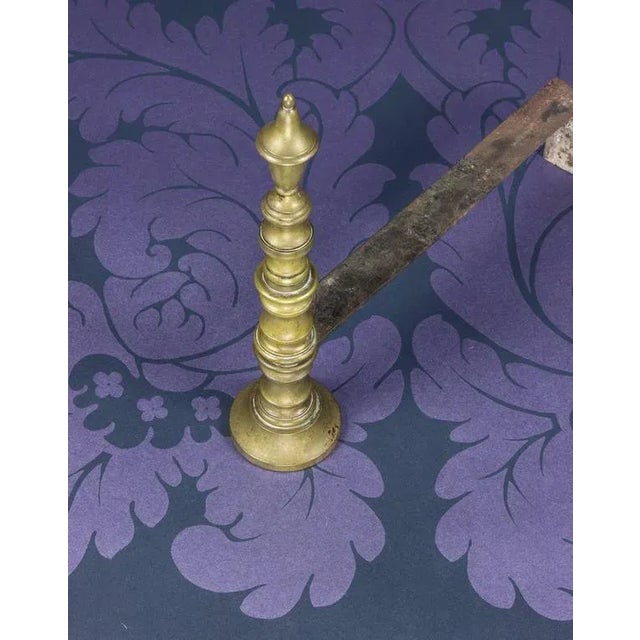 Metal Pair of Early 20th Century French Brass Andirons For Sale - Image 7 of 8