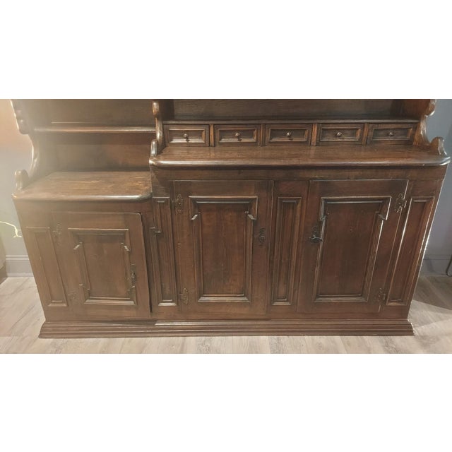 18th-Century Swiss Alpine Two-Piece Oak Hutch — Hand-Crafted by Artisan Farmers, Winter Workshop Piece For Sale - Image 11 of 16