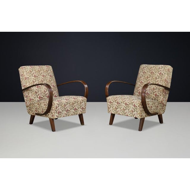 Art Deco Bentwood Lounge Chairs attributed to Jindřich Halabala, Former Czechoslovakia, 1940, Set of 2 For Sale - Image 9 of 17