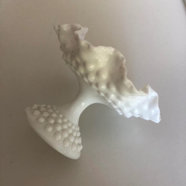 Fenton Art Glass Company Vintage White Hobnail Milk Glass Compote For Sale - Image 4 of 6