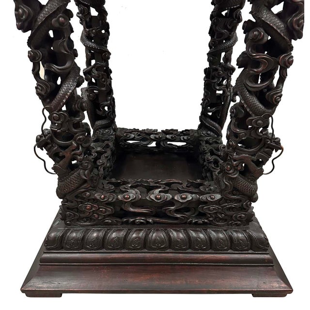 Early 20th Century Extraordinary Antique Carved Hardwood Dragon Stand For Sale In Los Angeles - Image 6 of 12