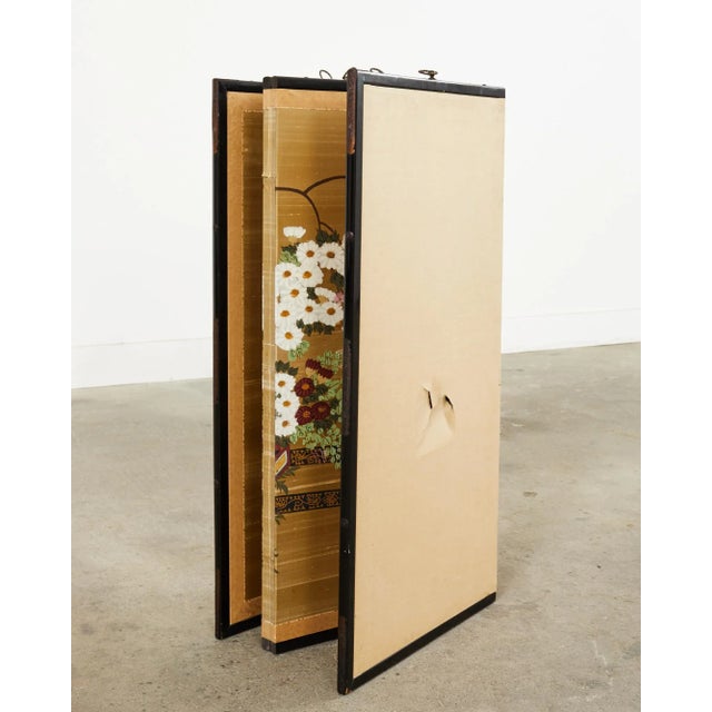 *完成*花様オーダー Japanese Showa Four Panel Screen Hanaguruma Flower Cart