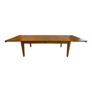 Extendable French Provincial Style Farm Table With Center Drawer