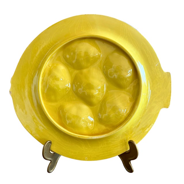 Mid-Century Modern Vintage Oyster Plate in Yellow from Vallauris, 1950s For Sale - Image 3 of 4