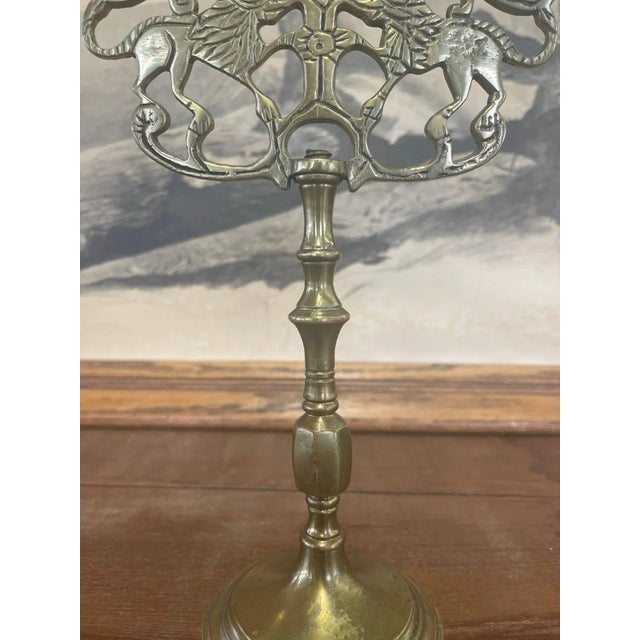 Gold Vintage Gold Toned Candelabra With Lion Motif For Sale - Image 8 of 9