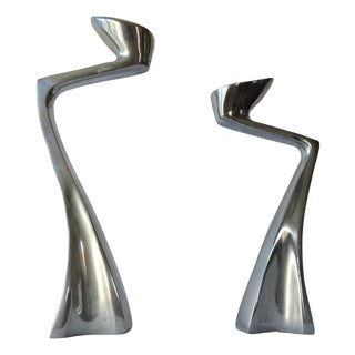 Mid-Century Swan Candleholders attributed to Matthew Hilton, England, 1986, Set of 2 For Sale