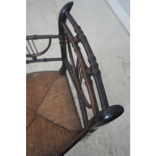 Pair of Antique Rush Seat Bamboo Sussex Type Chairs For Sale - Image 17 of 18