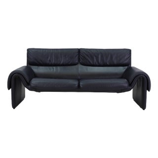 Two-Seater Sofas in Midnight Blue Leather from de Sede, Switzerland, 1983 For Sale