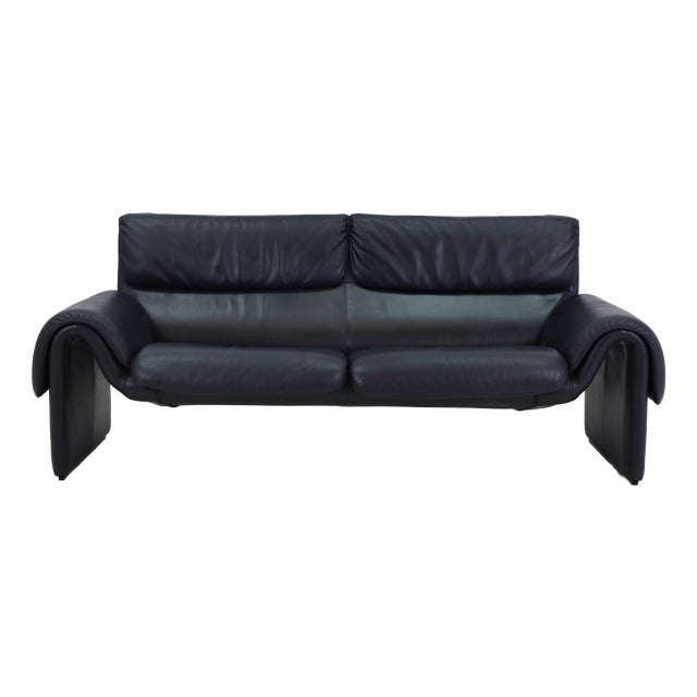 Two-Seater Sofas in Midnight Blue Leather from de Sede, Switzerland, 1983 For Sale