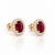Make a striking statement with these classic garnet oval halo stud earrings. Featuring a rich crimson oval gemstone...
