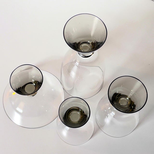 1960s Rosenthal Fortuna Smoke Crystal Glasses by Elsa Fischer-Treyden, Set of 16 For Sale - Image 10 of 11