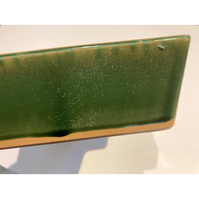 Japanese Mid 20th Century Glazed Ceramic Ikebana Tray With Interlocking Squares Form For Sale - Image 4 of 11