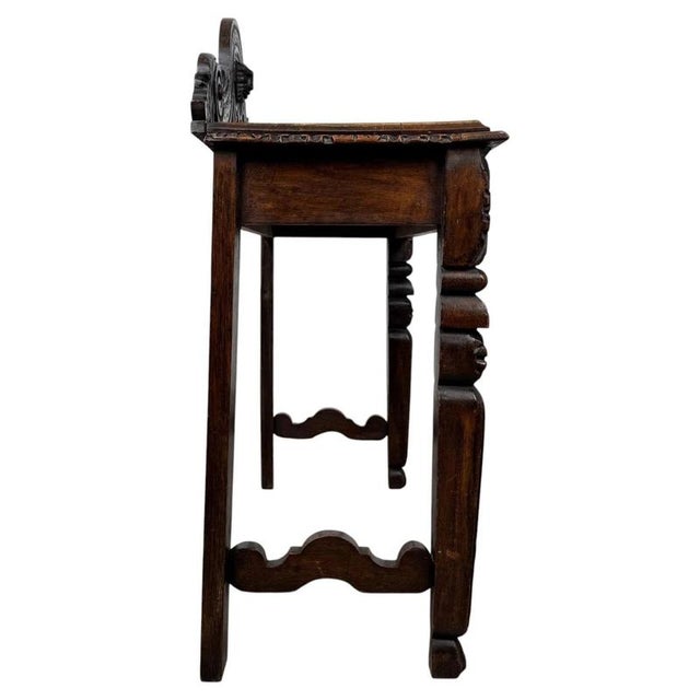 19th Antique Century Victorian Carved Oak Side Table For Sale - Image 5 of 10