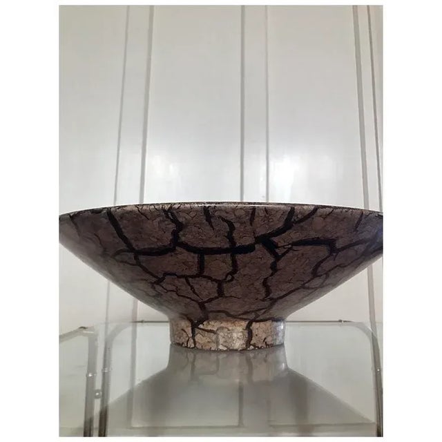 1960s Mid-Century Modern Haeger Safari Crackle Pedestal Bowl For Sale - Image 5 of 6