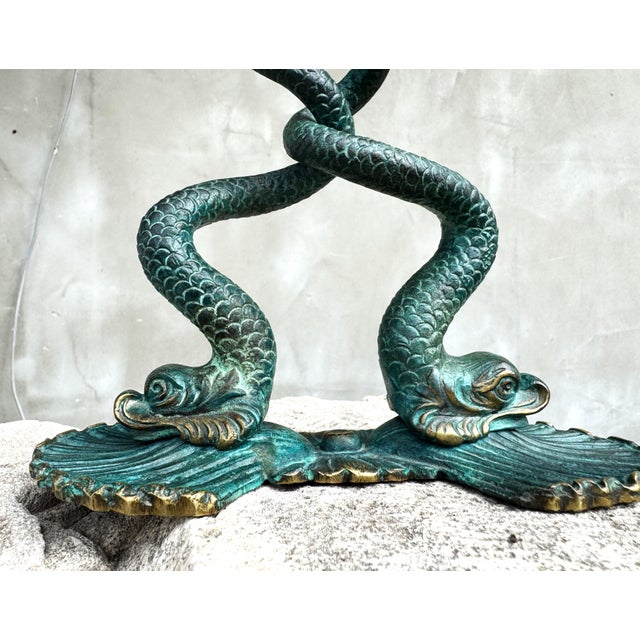 Italian Sculptural Bronze Fish Candlesticks, 1950s, Set of 2 For Sale - Image 9 of 14