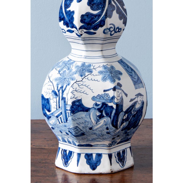 Ceramic 19th Century Dutch Double Gourd Chinoiserie Vase Lamp For Sale - Image 7 of 12