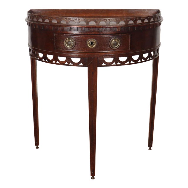Dutch Oak Demi-Lune Console Table For Sale