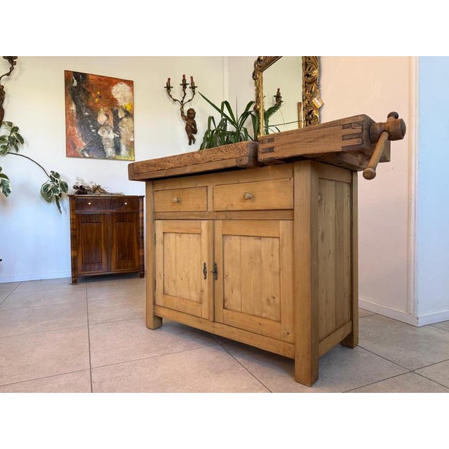 Wooden Workbench in Reclaimed Oak and Spruce For Sale - Image 3 of 11