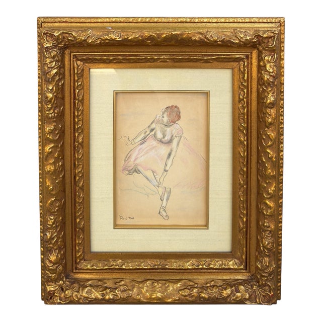 Rare Original Rene Piot Watercolor Painting of a Ballerina - Joanna Carson Estate For Sale