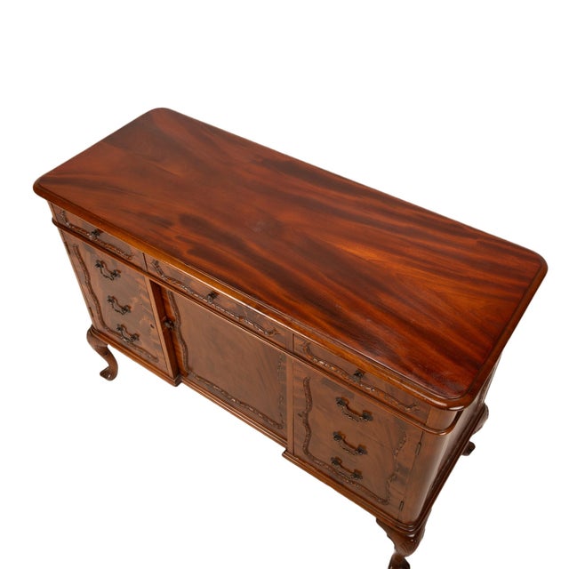 Brown Antique French Provincial Style Flamed Mahogany Sideboard Buffet For Sale - Image 8 of 12