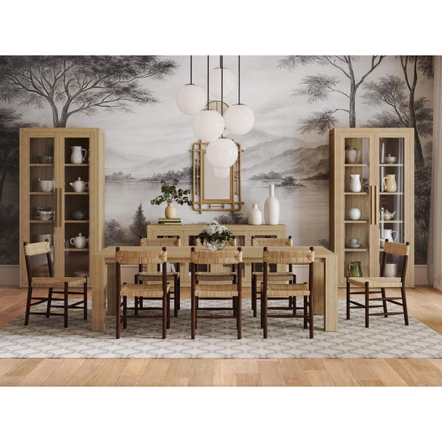 Rustic Rush Seat Dining Chair in Dark Wood For Sale In Greensboro - Image 6 of 11