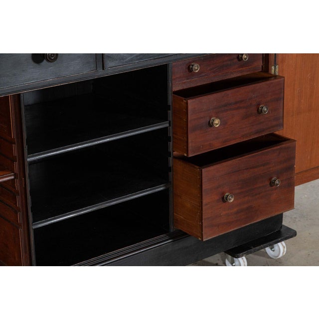 Large 19th Century English Mahogany Glazed Bookcase Secretaire, 1870s For Sale - Image 17 of 18