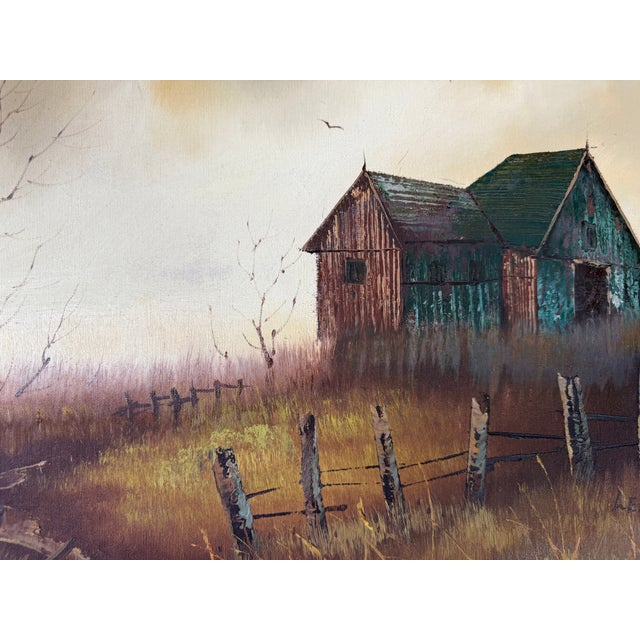 1970s Vintage Lee. Sound Impressionist Landscape Oil Painting on Canvas – Framed For Sale - Image 4 of 16