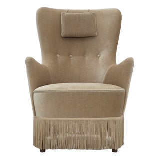 Vintage Danish Chair in Furniture Velour, 1960s For Sale