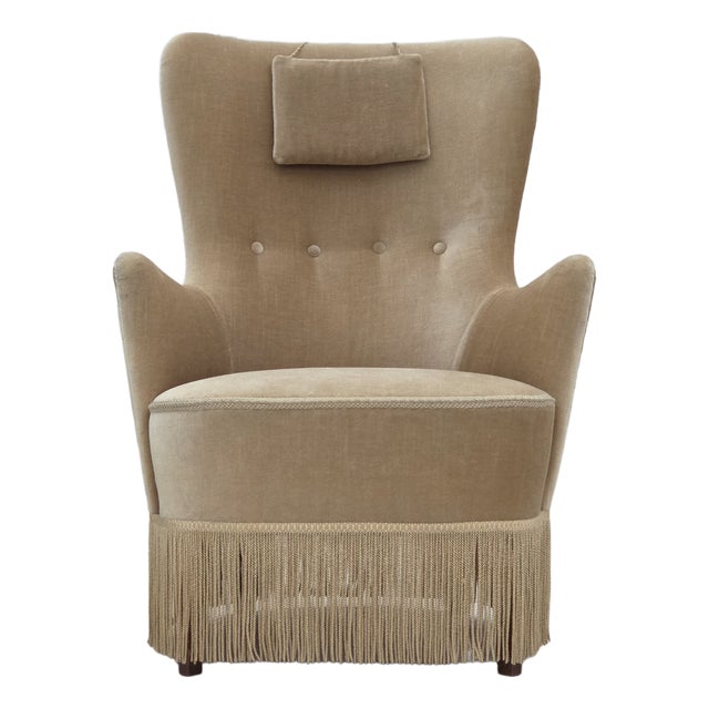 Vintage Danish Chair in Furniture Velour, 1960s For Sale