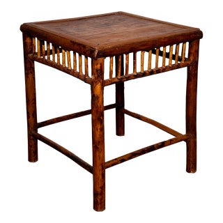 Mid 20th Century Mid Twentieth Century Burnt Tortoise Shell Bamboo Side Table For Sale