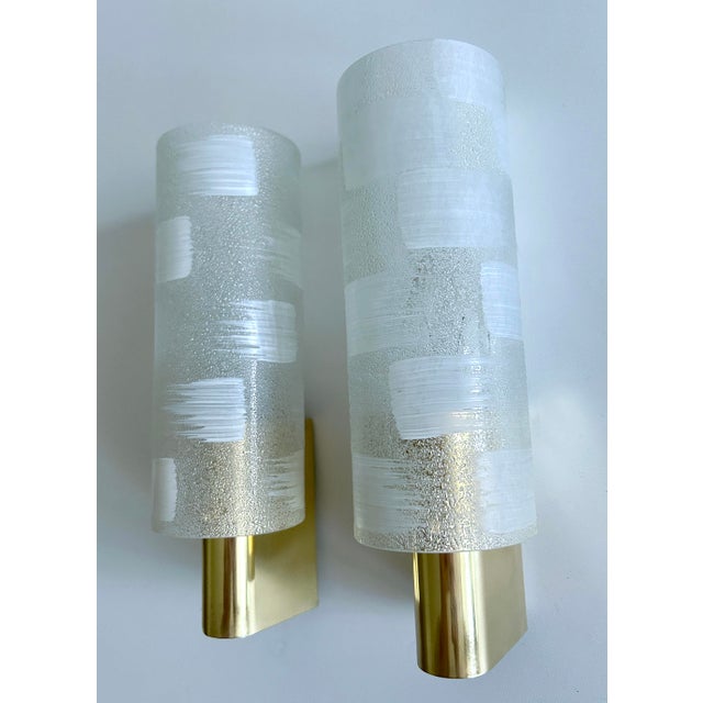 Gold Vintage Brass and Glass Sconces, 1970s, Set of 2 For Sale - Image 8 of 13