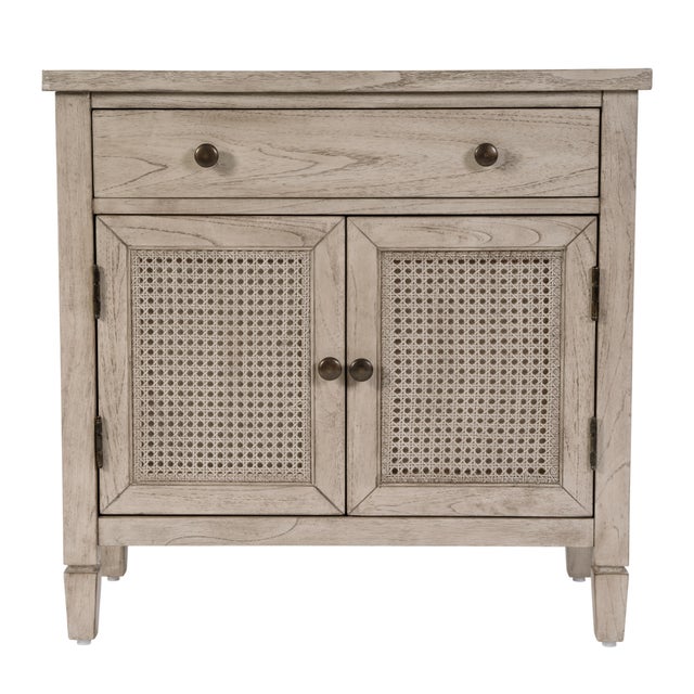 Flagstaff 30 in. W Rectangular Cane 1 Drawer-2 Door Accent Chest, Desert Sand For Sale In Chicago - Image 6 of 11