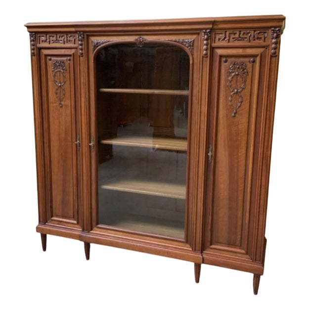 Antique Art Nouveau Bookcase in Walnut, 1910 For Sale