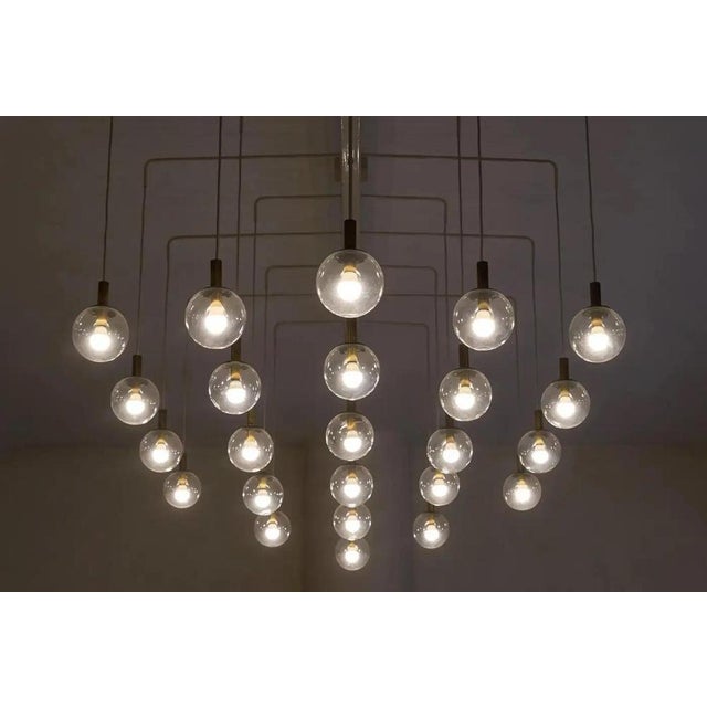 Mid-Century Modern Chandelier in Metal and Patinated Brass, 1950s For Sale - Image 9 of 15
